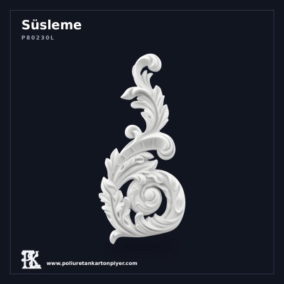 Poliüretan Geniş Bitkisel Süsleme Apliği 32x15 cm (Sol)