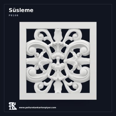 Poliüretan Kare Oymalı Süsleme P8108 Dekoratif Motif 36x36 cm