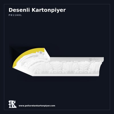 Poliüretan Geniş Kavisli Tavan Kartonpiyeri 38x25 cm