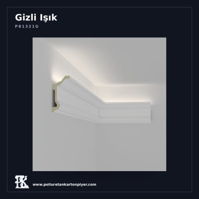 Poliüretan Kartonpiyer Tavan Dekoru Gizli Işık Profili 5x10 cm