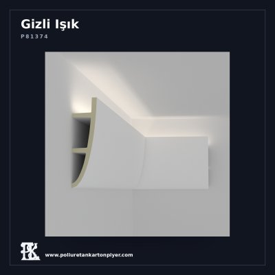 Poliüretan Kartonpiyer Düz Yüzeyli Gizli Işık Profili 5x18 cm