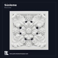Poliüretan Kartonpiyer Üzüm ve Çiçek Kabartmalı Kare Süsleme 24x24 cm