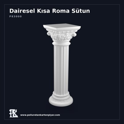 Poliüretan Kartonpiyer Akantus Başlıklı Yivli Kısa Roma Sütun 35x107 cm