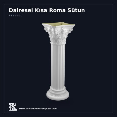 Poliüretan Kartonpiyer Klasik Başlıklı Dekoratif Kısa Roma Sütun 35x107 cm