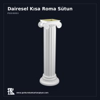 Poliüretan Kartonpiyer İyon Başlıklı Düz Gövdeli Kısa Roma Sütun 107 cm