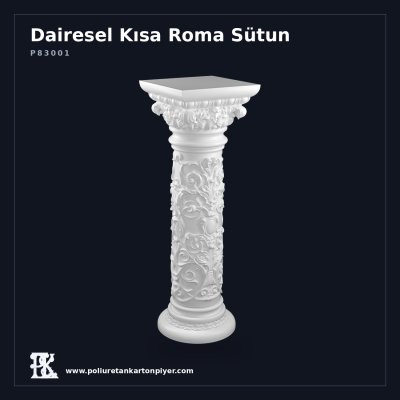 Poliüretan Kartonpiyer Madalyon Motifli Kısa Roma Sütun 35x107 cm