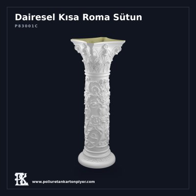 Poliüretan Kartonpiyer Floral Oymalı Kısa Roma Sütunu 35x35x110 cm