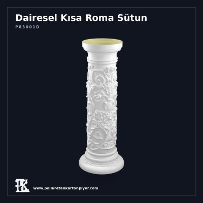 Poliüretan Kartonpiyer Çanak Başlıklı Kısa Roma Sütun 35x95 cm