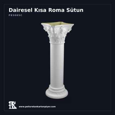 Poliüretan Kartonpiyer Korint Başlıklı Roma Sütunu Kısa 35x107 cm