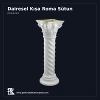 Poliüretan Kartonpiyer Dairesel Burgulu Kısa Roma Sütunu 35x35x107 cm