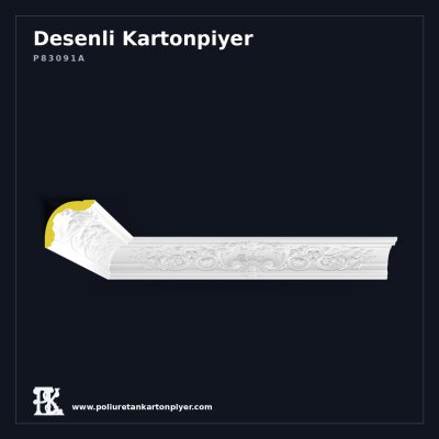 Poliüretan Kartonpiyer Klasik Motifli Tavan Kornişi 18x18 cm