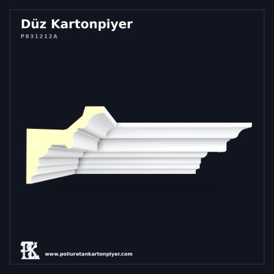 Poliüretan Kartonpiyer Kademeli Düz Tavan Çıtası 13x13 cm