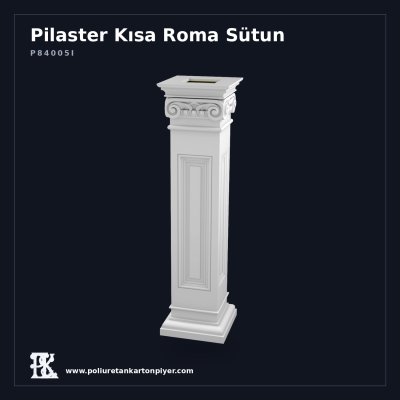 İyon Başlıklı Kısa Roma Sütun 28x28x107 cm