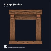 Poliüretan Rüstik Ahşap Görünümlü Şömine Çerçevesi 130x130 cm