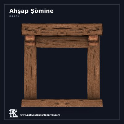 Poliüretan Rüstik Ahşap Görünümlü Şömine Çerçevesi 130x130 cm