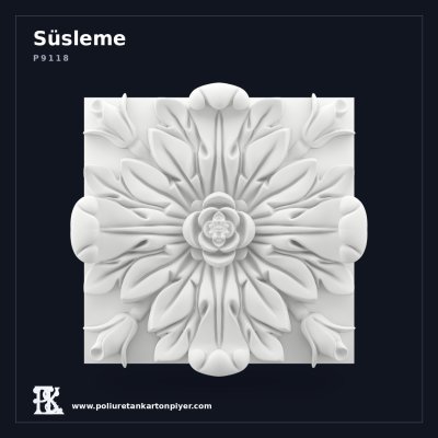 Poliüretan 30x30 cm Kare Formlu Dekoratif Süsleme Motifi